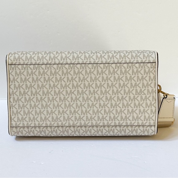 Michael Kors Jet Set Travel Medium Satchel Shoulder Duffle Bag MK Light Cream - Picture 9 of 11